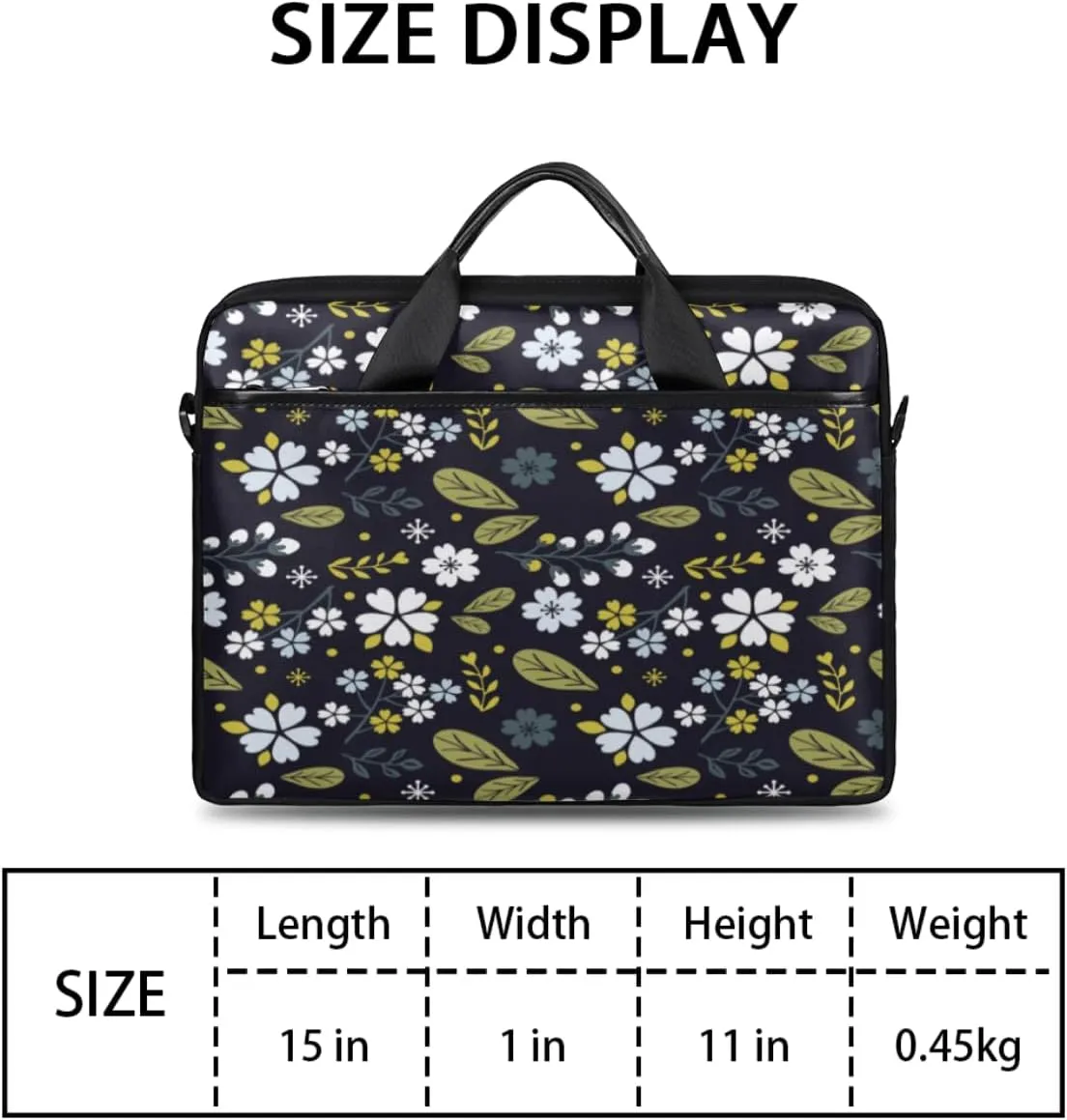 Elegant Flower Laptop Bag for Women Men 13-15 Inch Computer Briefcase Bag Lightweight Notebook Shoulder Messenger Bag