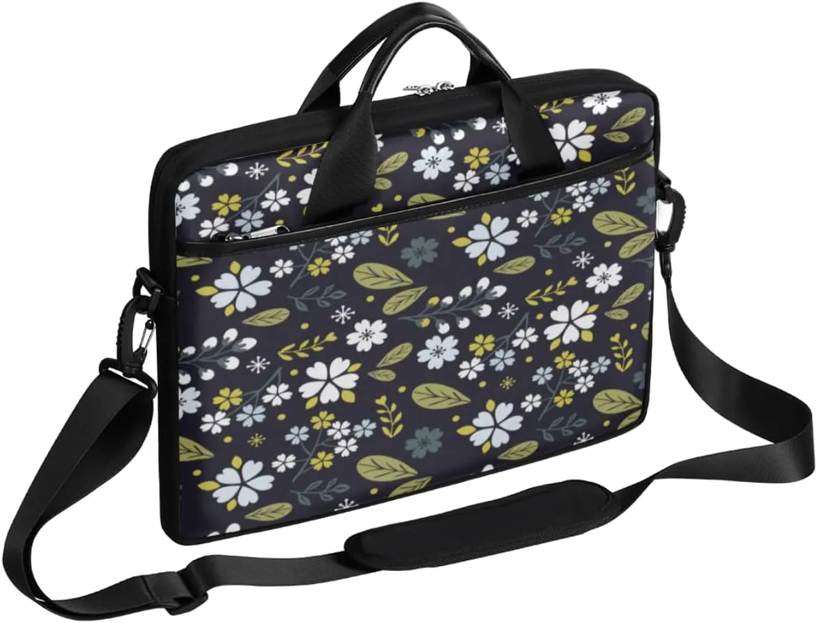 Elegant Flower Laptop Bag for Women Men 13-15 Inch Computer Briefcase Bag Lightweight Notebook Shoulder Messenger Bag
