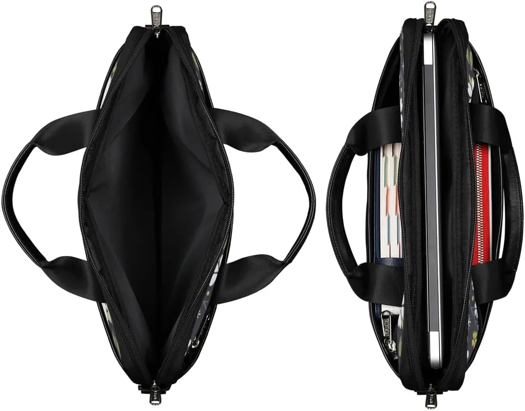 Elegant Flower Laptop Bag for Women Men 13-15 Inch Computer Briefcase Bag Lightweight Notebook Shoulder Messenger Bag