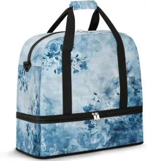 Elegant Flowers Flora Print Travel Duffle Bag, Collapsible Travel Bag Sports Gym Bag With Shoes Compartment Weekender Bag Overnight Bag For Women Men