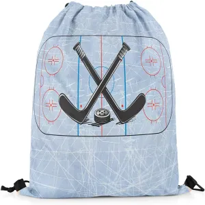 Erosebridal Hockey Drawstring Bags,Sports Game Drawstring Backpack 13x15.7 for Sport Gym Swim Yoga Camping,Minimalist Hockey Stick Draw String Back Bag,Geometric Lines Square String Backpack