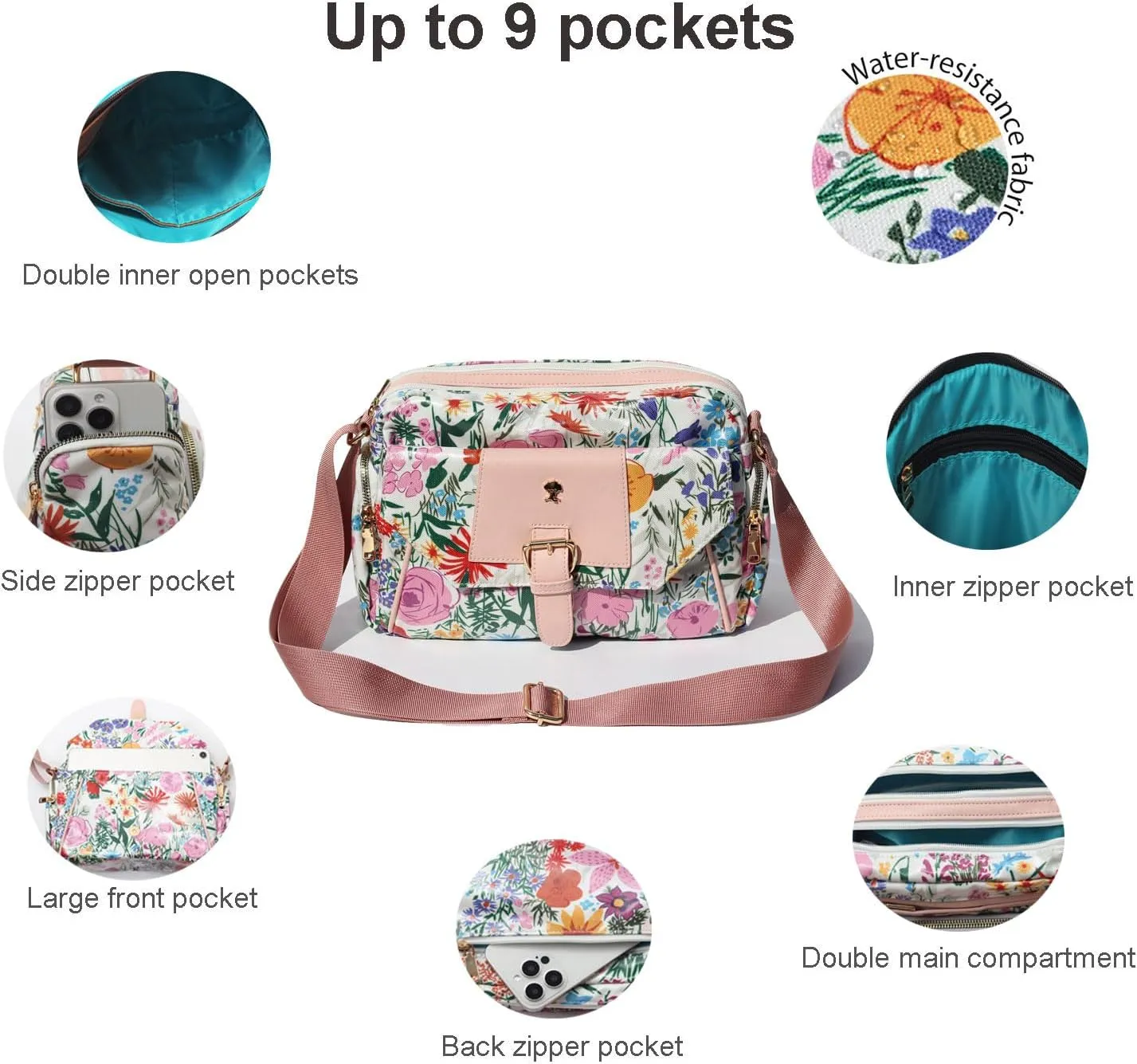 ESVAN Crossbody Bags for Women, Fashion Purses for Women Handbags Shoulder Bag with 2 Detachable Strap