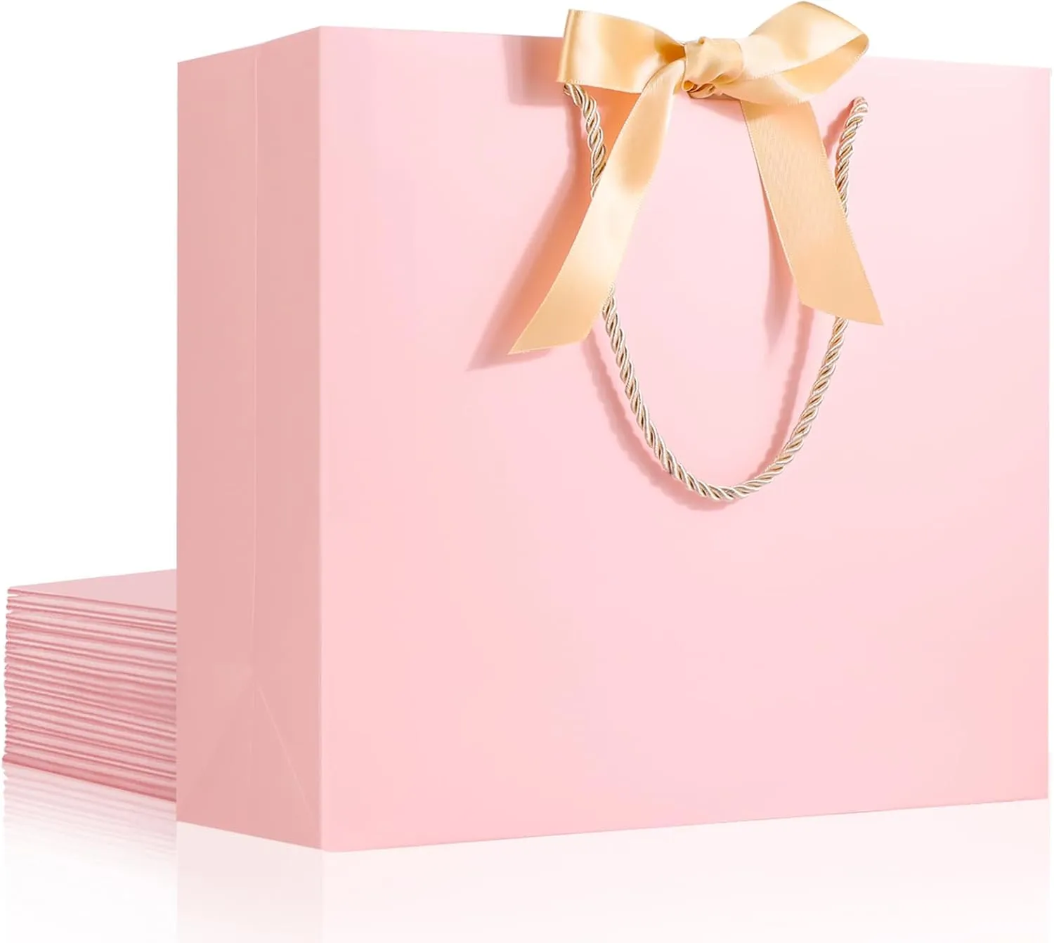 EUSOAR Thank You Gift Bags, 12pcs 12.5"x4.5"x11" Thank You Gift Paper Bags with Bow Ribbon Handle, Gift Wrap Treat Bags Bulk for Wedding Baby Shower Birthday Bridesmaid Anniversary Holiday Party