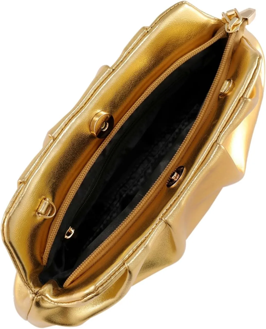 Evening Bag for Women Ruched Clutch Purse Detachable Metal Chain Crossbody Bag