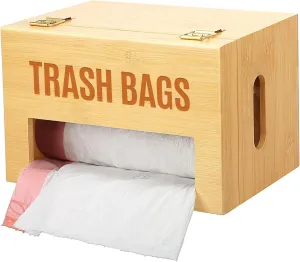 Extra Large Bamboo Trash Bag Dispenser Roll Holder, Fits Costco & Sam's Club Jumbo Rolls, Under-Sink, Cabinet & Wall Mount Organizer, Garbage Bag Storage for Kitchen, Pantry, Garage