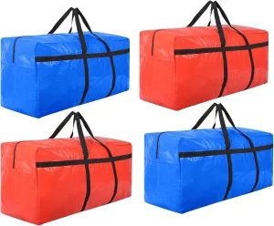 Extra Large Storage Duffle Bags Huge Foldable Moving Bags Heavy Duty with Zippers Great for Moving, College Dorm, Bedding Storage, Christmas Tree and More (Mixed 4 Pack)