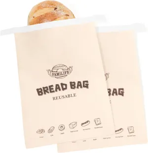 FAMILIFE Reusable Bread Bags,2 Pack Bread Bags for Homemade,Storage with Lining,Sourdough for Fresh Homemade Sourdough Food Storage