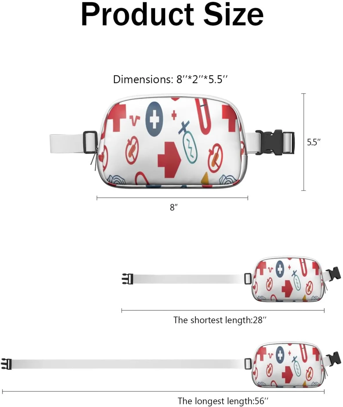 Fanny Pack for Women,Mini Waterproof Nurse theme Belt Bag,Fashionable Crossbody,Cute Everywhere Belt Bags Fanny Pack for Hiking, Travel.
