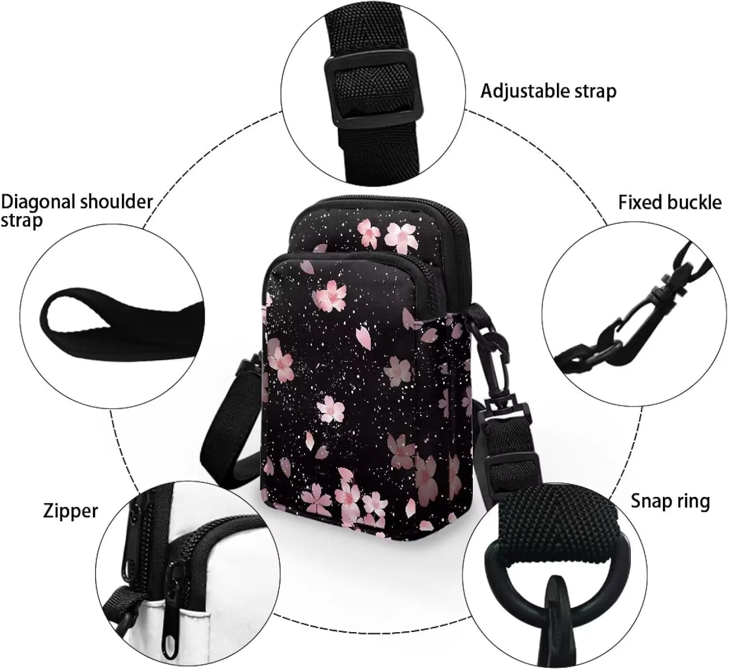 Fashion Crossbody Bags Organizer, Small Phone Purse Wallet with Detachable Shoulder Strap for Travel