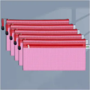 File Organizer A4 A5 B5 D File Bag Mesh Bag Zipper Bag PVC Transparent File Bag Student Information Bag for Teacher Civil Servant Office Worker File Folders (Color : 5pcs-D-Pink) (5pcs d)
