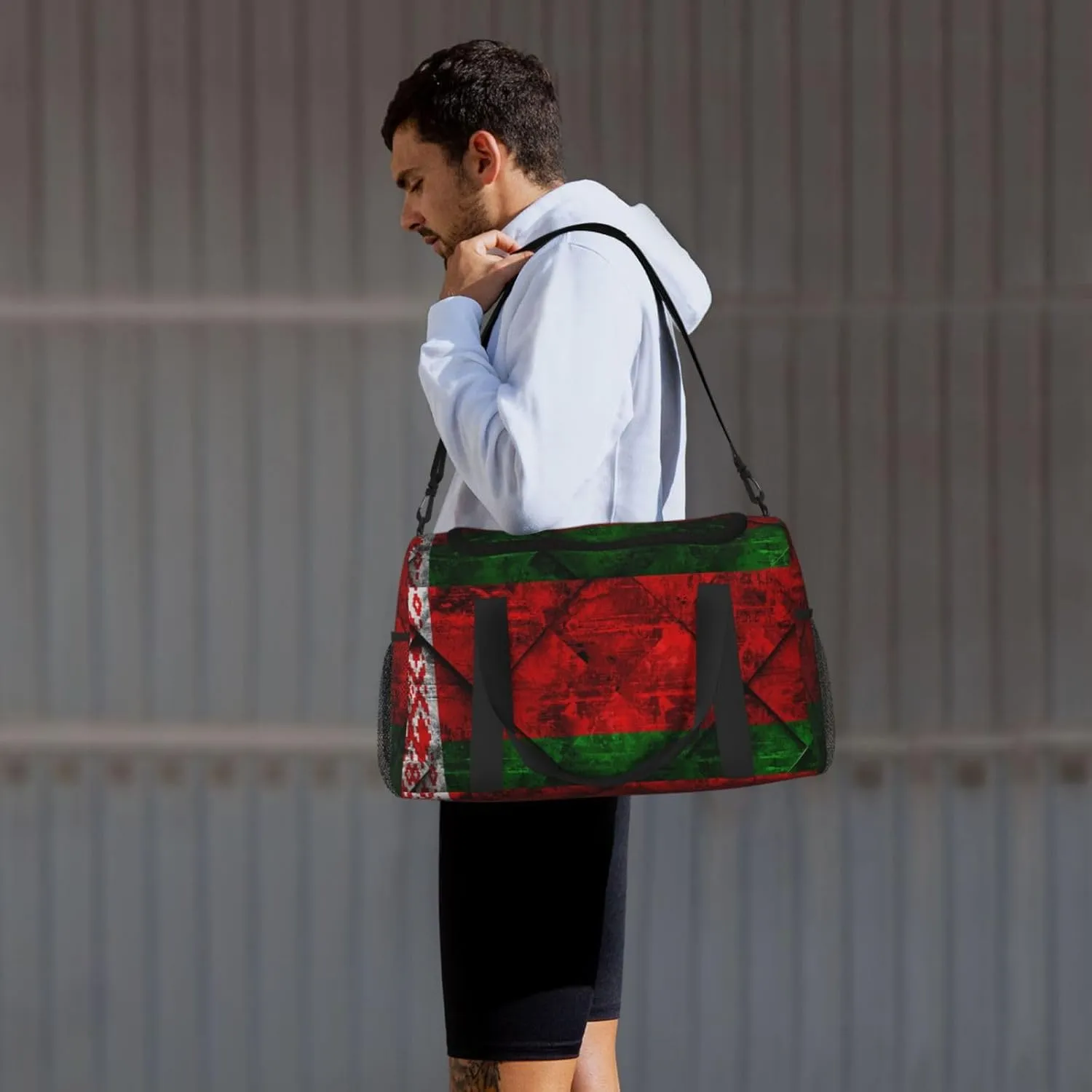 Flag Belarus Travel Duffel Bag Large Foldable Waterproof Overnight Bag For Beach Swim Bags Pool Sports Gym