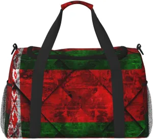 Flag Belarus Travel Duffel Bag Large Foldable Waterproof Overnight Bag For Beach Swim Bags Pool Sports Gym