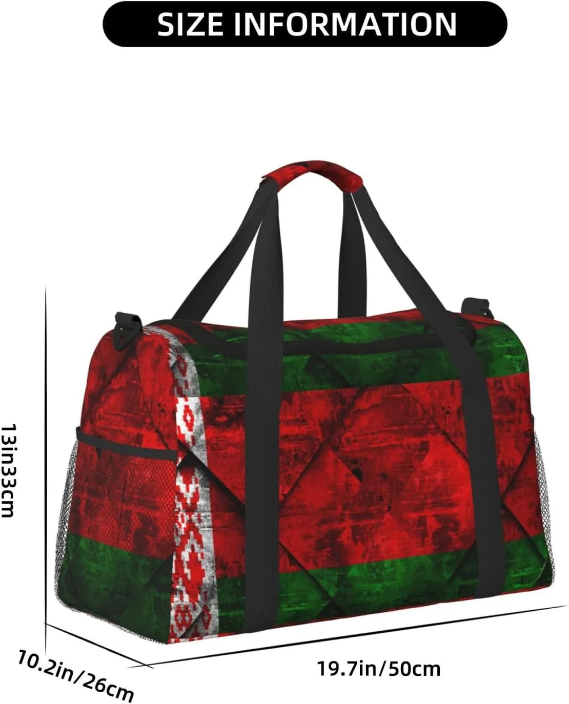 Flag Belarus Travel Duffel Bag Large Foldable Waterproof Overnight Bag For Beach Swim Bags Pool Sports Gym