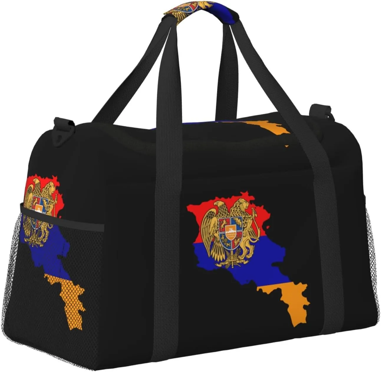 Flag Map Of Armenia Travel Duffel Bag Large Foldable Waterproof Overnight Bag For Beach Swim Bags Pool Sports Gym