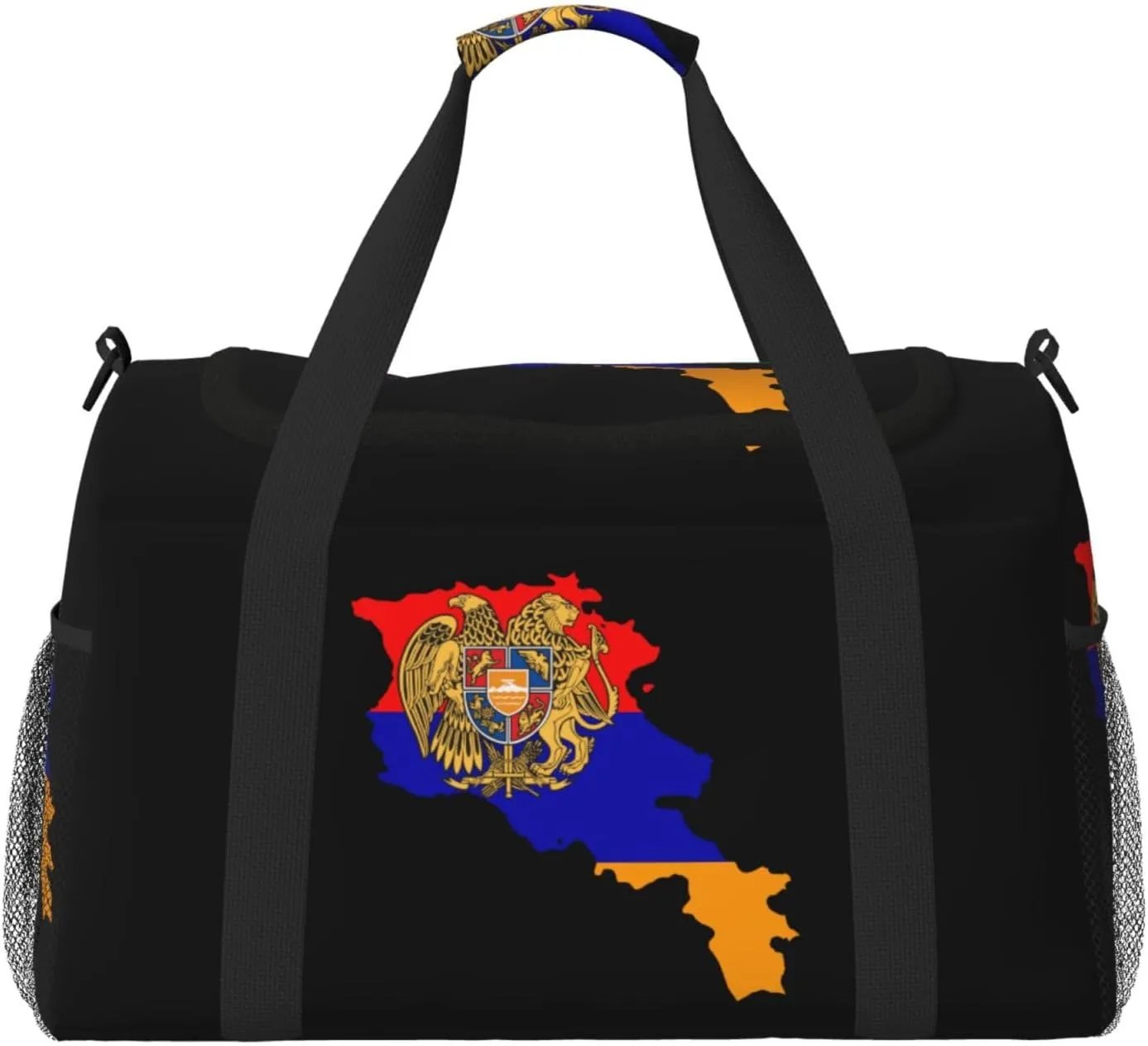 Flag Map Of Armenia Travel Duffel Bag Large Foldable Waterproof Overnight Bag For Beach Swim Bags Pool Sports Gym