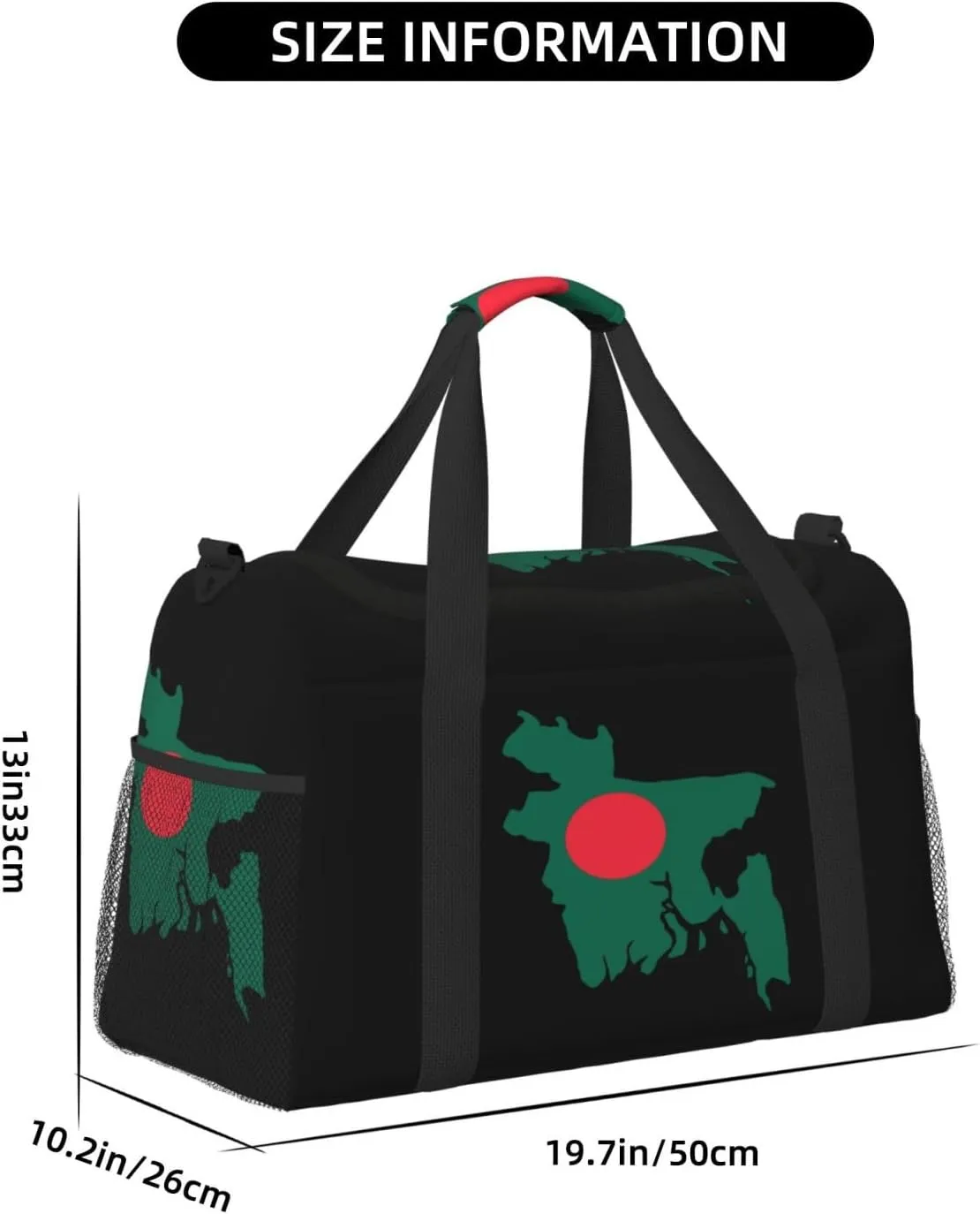 Flag Map Of Bangladesh Travel Duffel Bag Large Foldable Waterproof Overnight Bag For Beach Swim Bags Pool Sports Gym