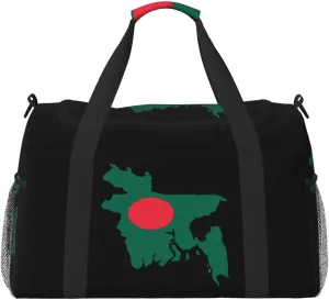 Flag Map Of Bangladesh Travel Duffel Bag Large Foldable Waterproof Overnight Bag For Beach Swim Bags Pool Sports Gym