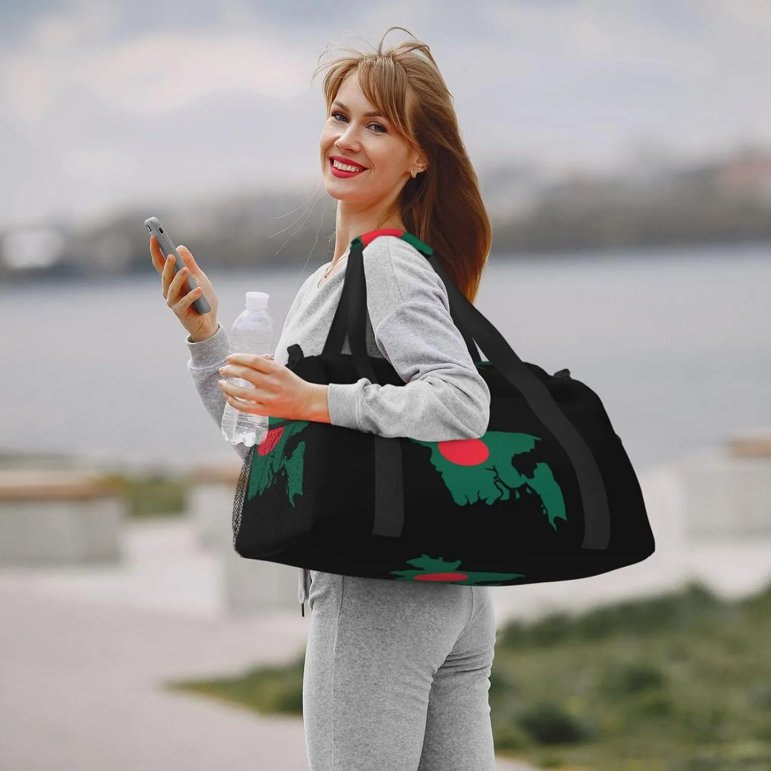 Flag Map Of Bangladesh Travel Duffel Bag Large Foldable Waterproof Overnight Bag For Beach Swim Bags Pool Sports Gym