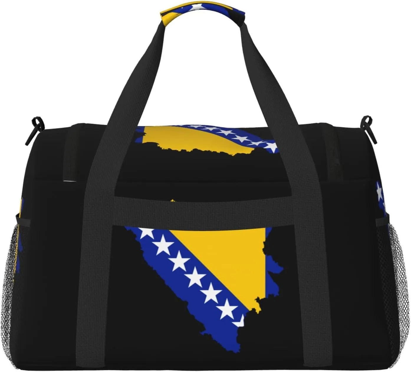 Flag Map Of Bosnia Herzegovina Travel Duffel Bag Large Foldable Waterproof Overnight Bag For Beach Swim Bags Pool Sports Gym