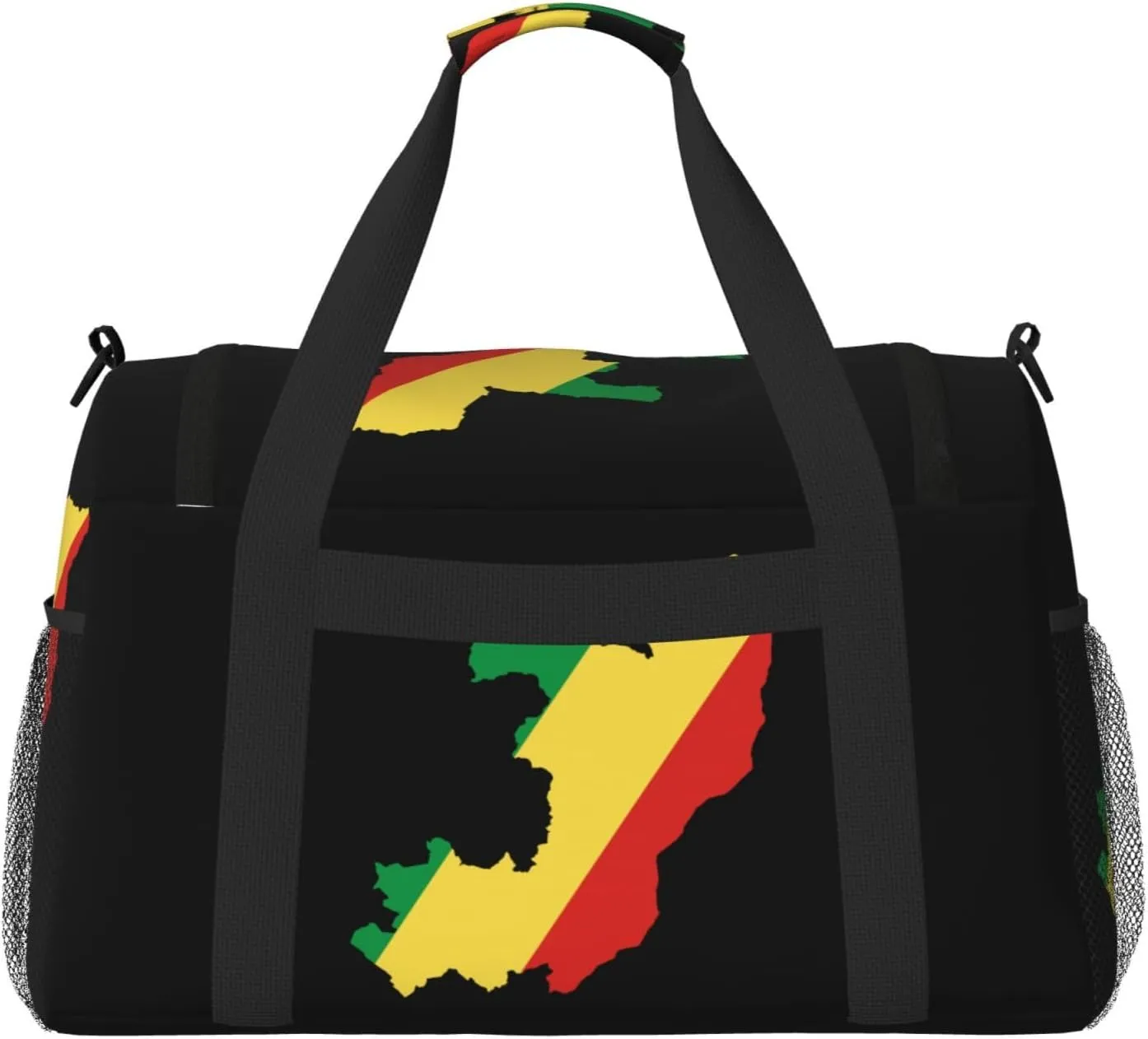 Flag Map Of Congo Travel Duffel Bag Large Foldable Waterproof Overnight Bag For Beach Swim Bags Pool Sports Gym