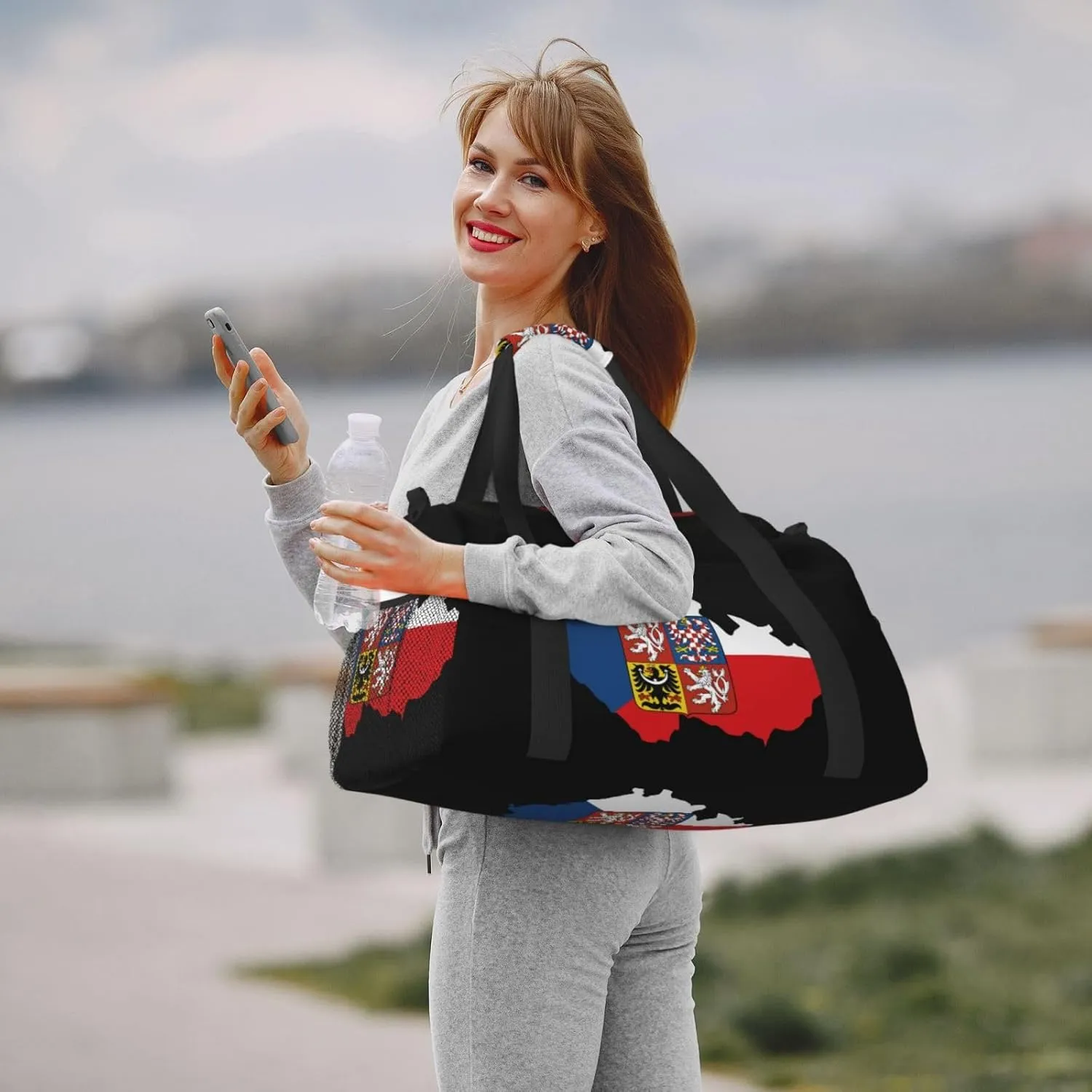 Flag Map Of Czech Travel Duffel Bag Large Foldable Waterproof Overnight Bag For Beach Swim Bags Pool Sports Gym