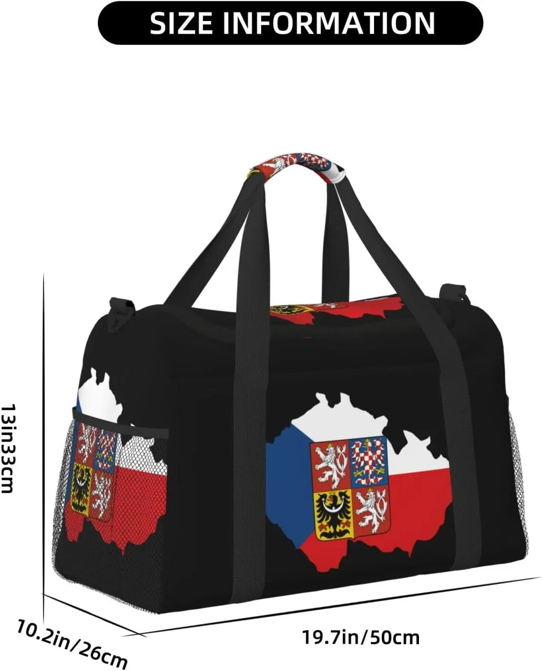 Flag Map Of Czech Travel Duffel Bag Large Foldable Waterproof Overnight Bag For Beach Swim Bags Pool Sports Gym