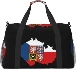 Flag Map Of Czech Travel Duffel Bag Large Foldable Waterproof Overnight Bag For Beach Swim Bags Pool Sports Gym