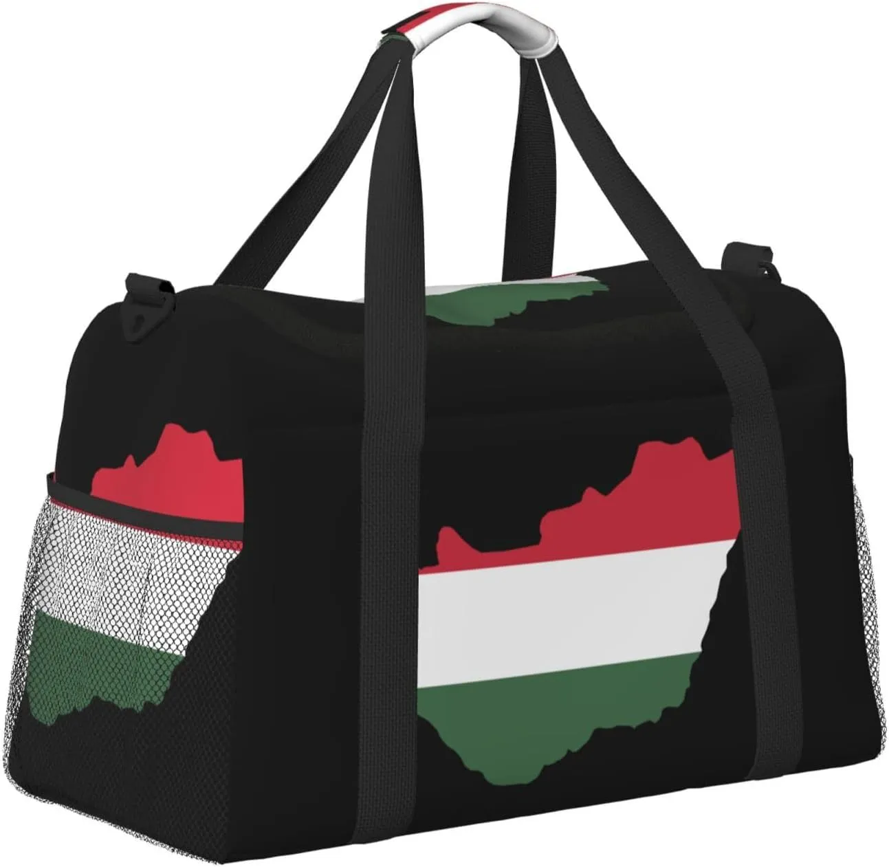 Flag Map Of Hungary Travel Duffel Bag Large Foldable Waterproof Overnight Bag For Beach Swim Bags Pool Sports Gym