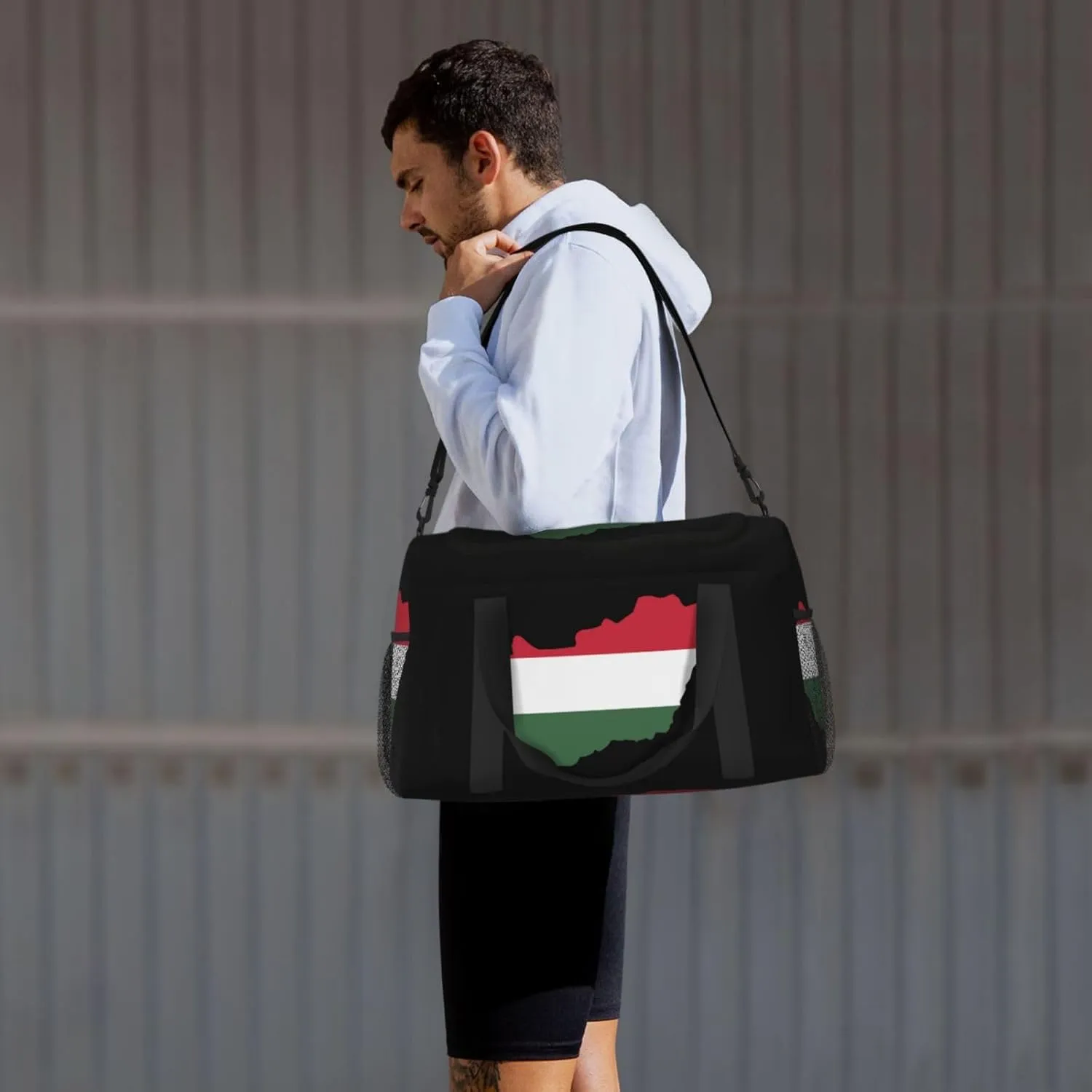 Flag Map Of Hungary Travel Duffel Bag Large Foldable Waterproof Overnight Bag For Beach Swim Bags Pool Sports Gym