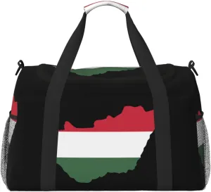 Flag Map Of Hungary Travel Duffel Bag Large Foldable Waterproof Overnight Bag For Beach Swim Bags Pool Sports Gym