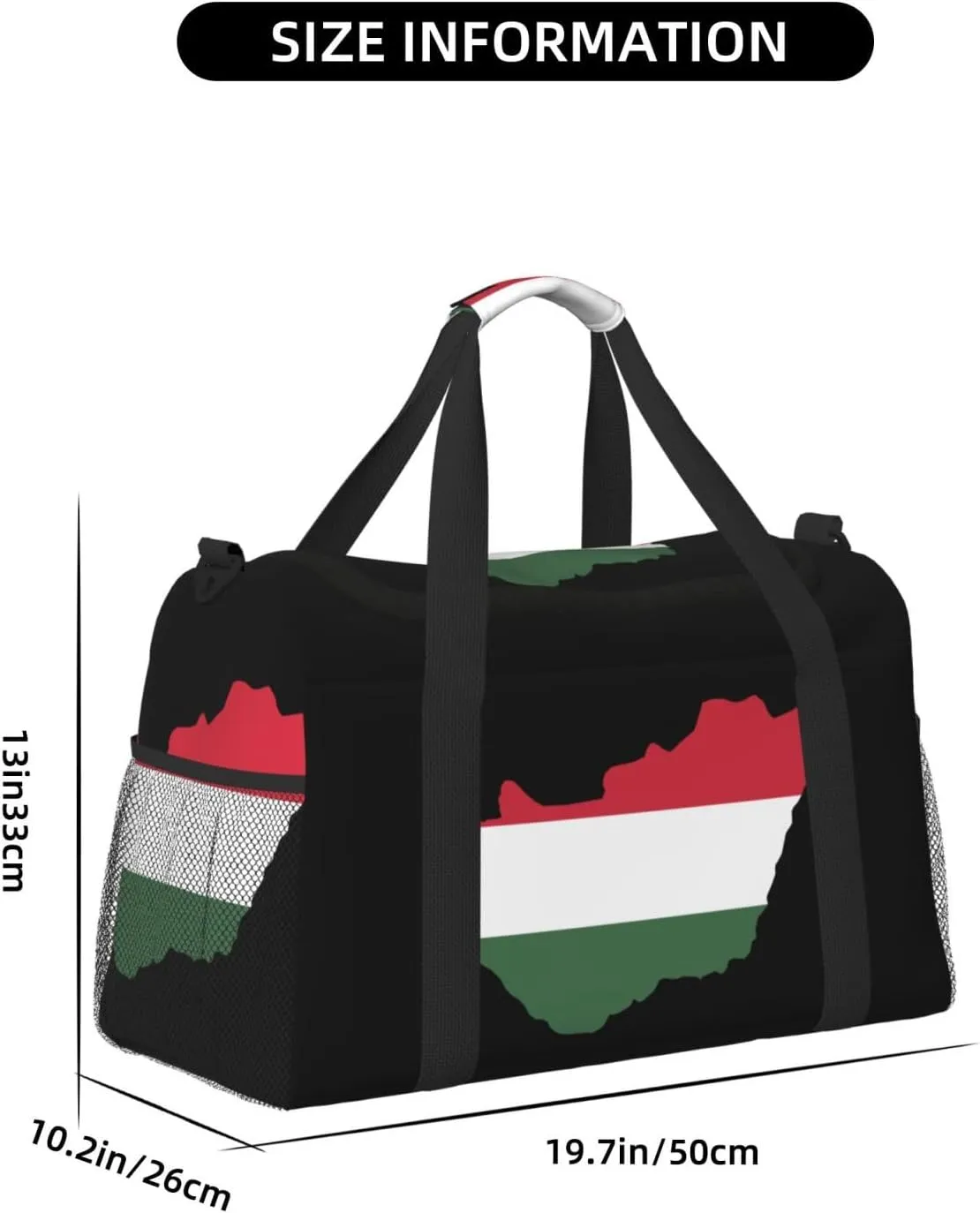 Flag Map Of Hungary Travel Duffel Bag Large Foldable Waterproof Overnight Bag For Beach Swim Bags Pool Sports Gym