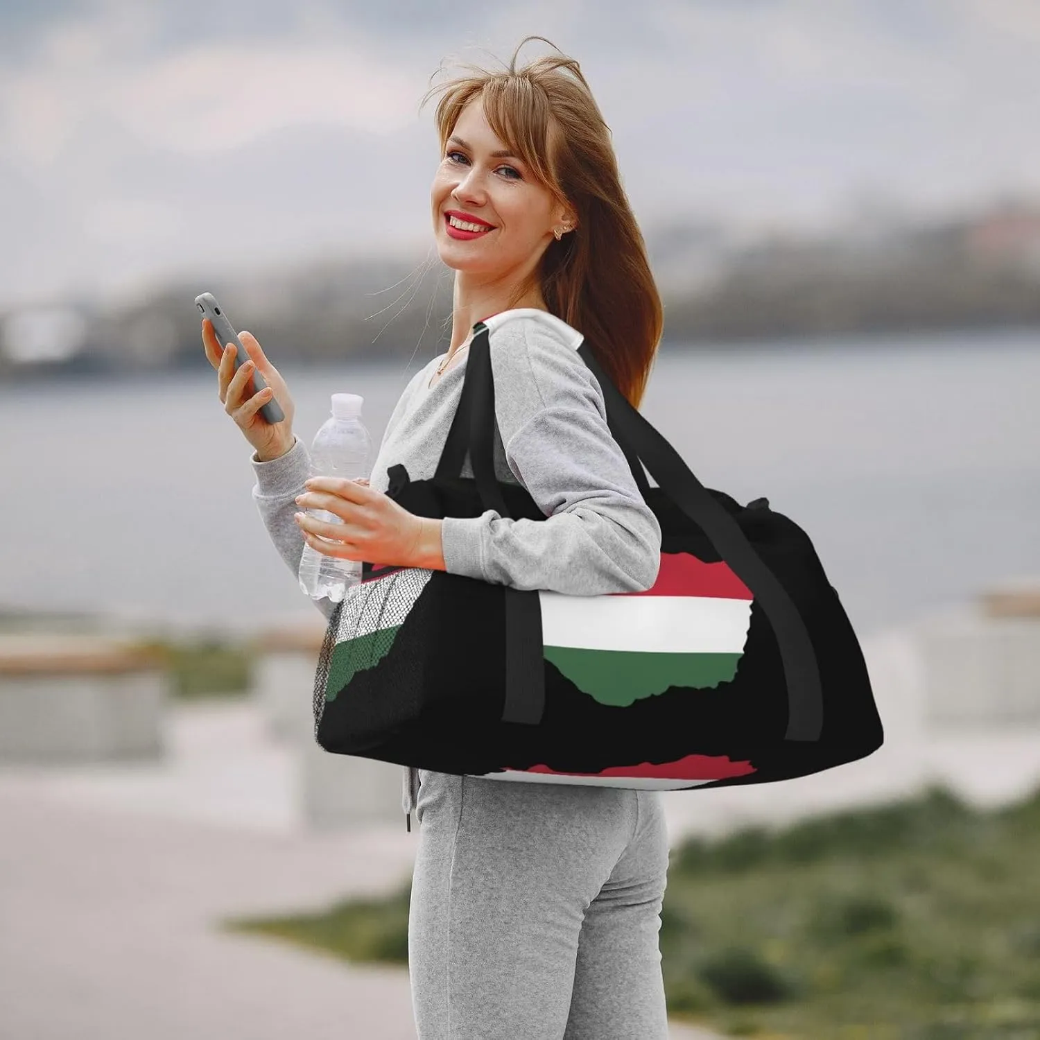 Flag Map Of Hungary Travel Duffel Bag Large Foldable Waterproof Overnight Bag For Beach Swim Bags Pool Sports Gym