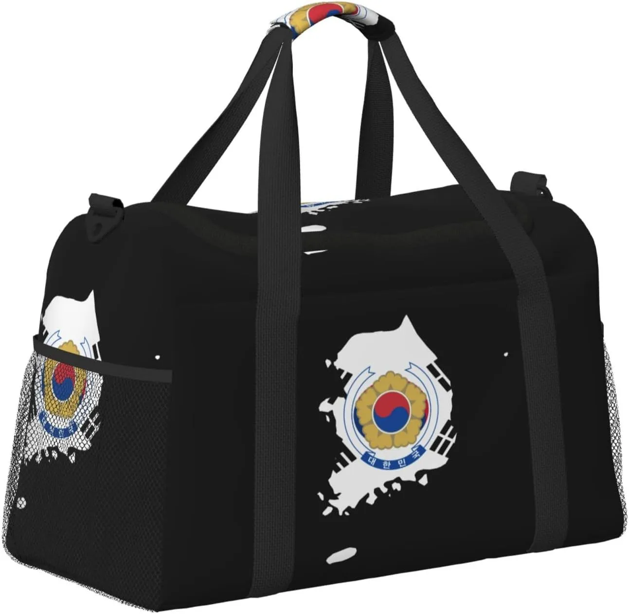 Flag Map Of Korea Travel Duffel Bag Large Foldable Waterproof Overnight Bag For Beach Swim Bags Pool Sports Gym