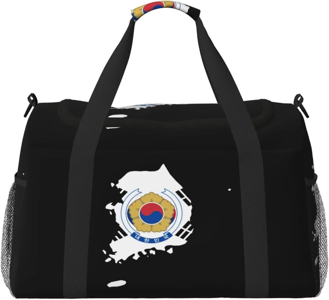 Flag Map Of Korea Travel Duffel Bag Large Foldable Waterproof Overnight Bag For Beach Swim Bags Pool Sports Gym