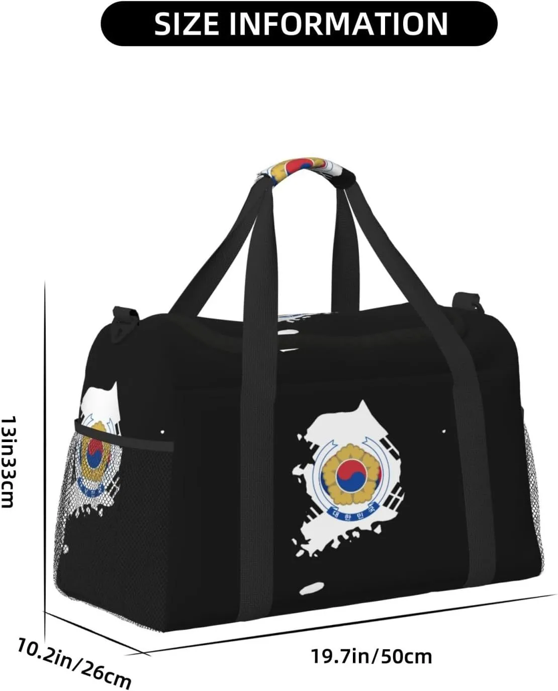 Flag Map Of Korea Travel Duffel Bag Large Foldable Waterproof Overnight Bag For Beach Swim Bags Pool Sports Gym