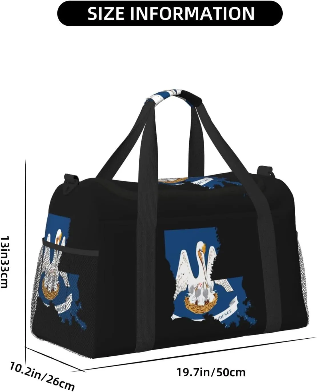 Flag Map Of Louisiana Travel Duffel Bag Large Foldable Waterproof Overnight Bag For Beach Swim Bags Pool Sports Gym