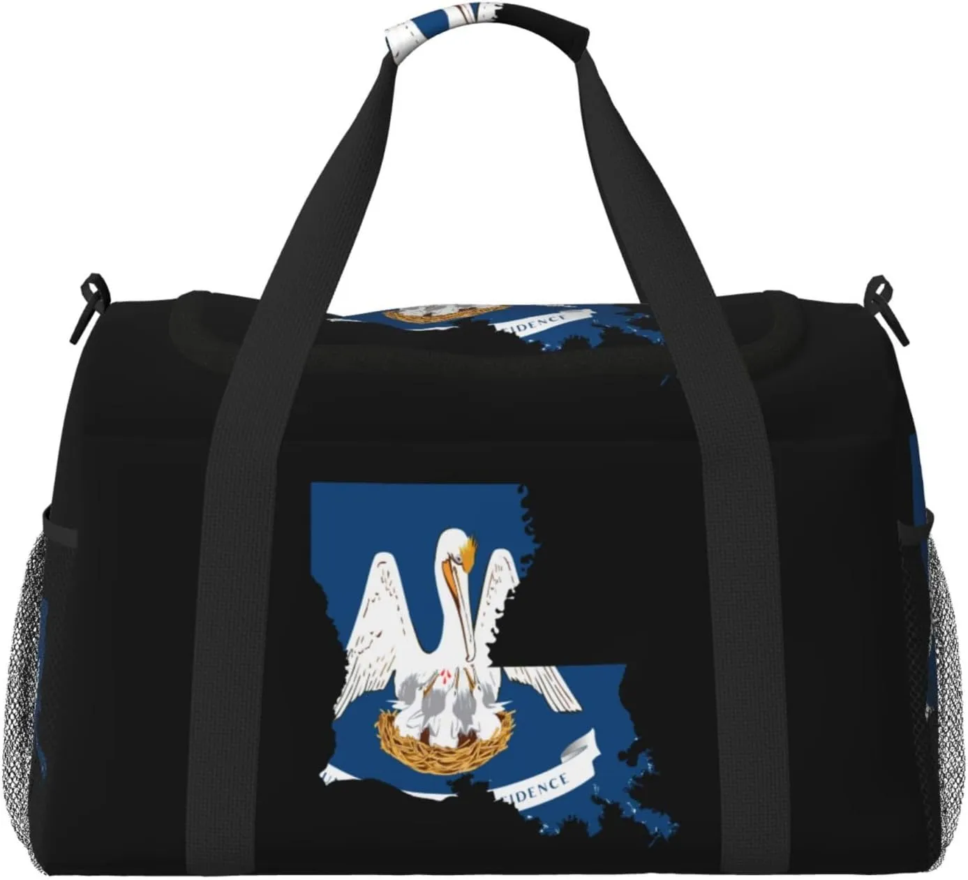 Flag Map Of Louisiana Travel Duffel Bag Large Foldable Waterproof Overnight Bag For Beach Swim Bags Pool Sports Gym