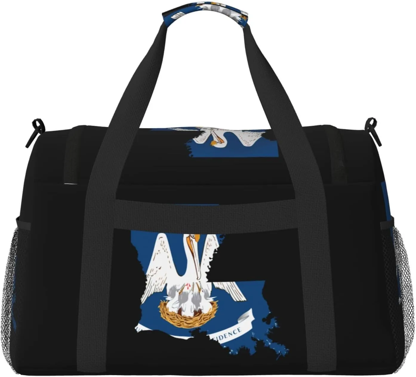 Flag Map Of Louisiana Travel Duffel Bag Large Foldable Waterproof Overnight Bag For Beach Swim Bags Pool Sports Gym