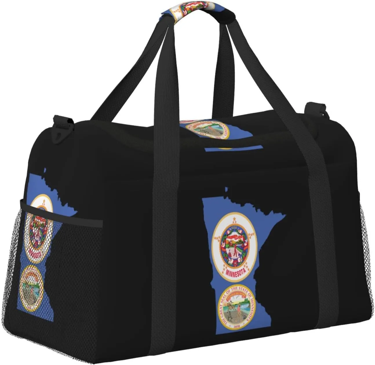 Flag Map Of Minnesota Travel Duffel Bag Large Foldable Waterproof Overnight Bag For Beach Swim Bags Pool Sports Gym