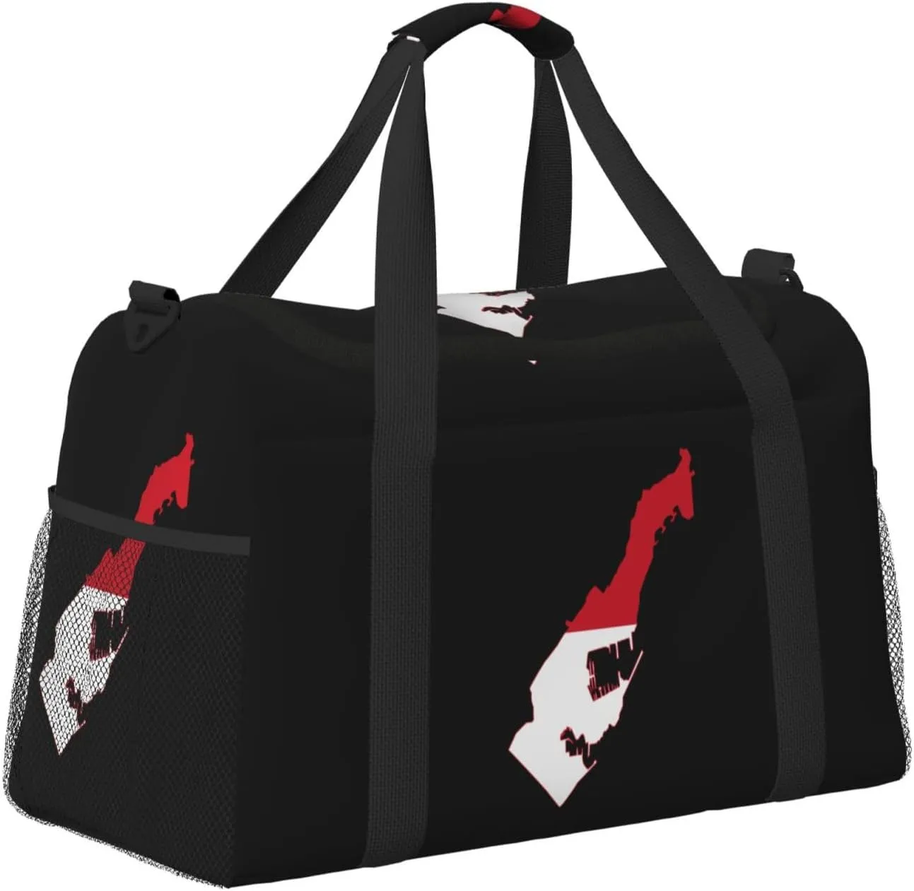 Flag Map Of Monaco Travel Duffel Bag Large Foldable Waterproof Overnight Bag For Beach Swim Bags Pool Sports Gym