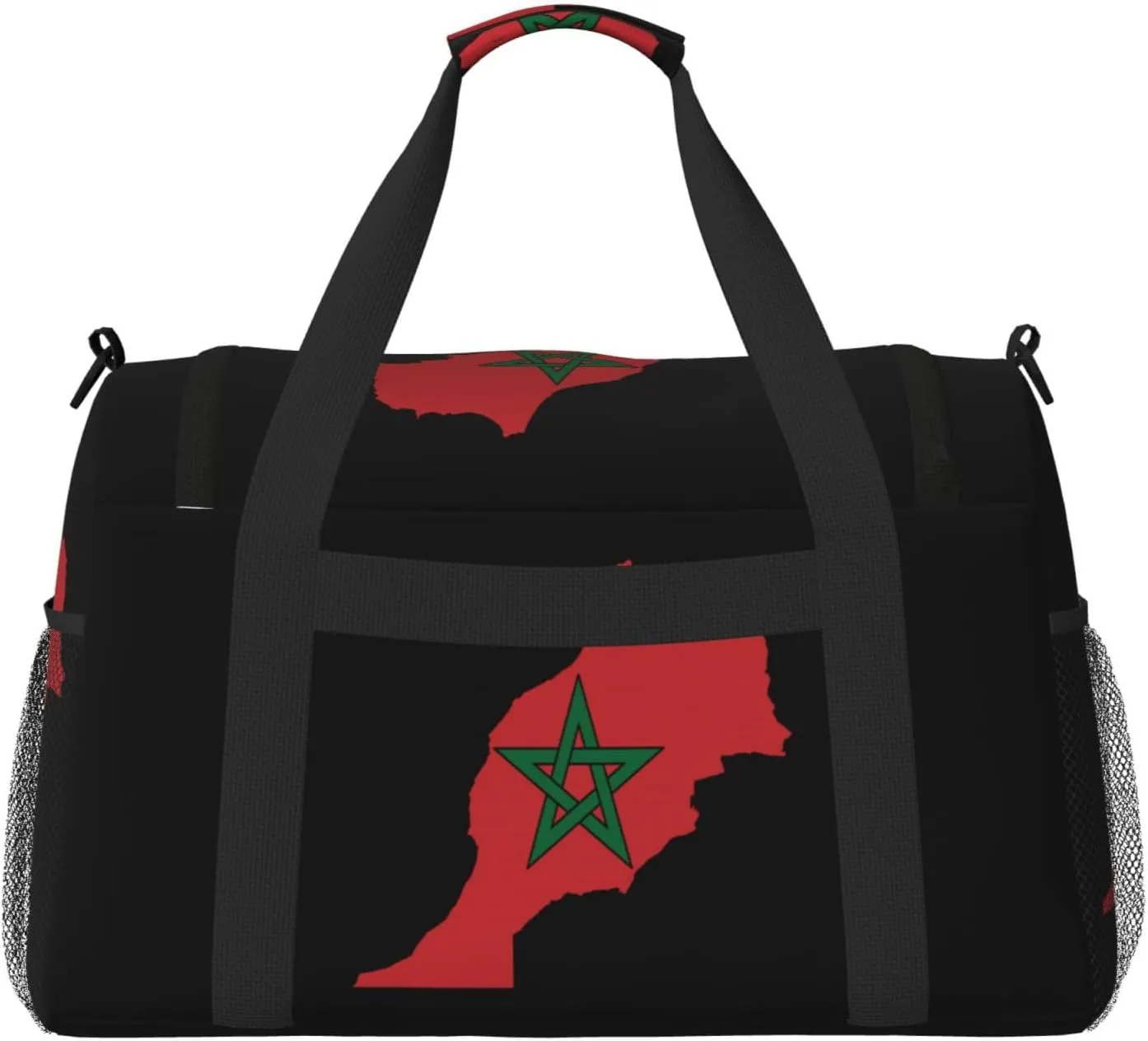 Flag Map Of Morocco Travel Duffel Bag Large Foldable Waterproof Overnight Bag For Beach Swim Bags Pool Sports Gym