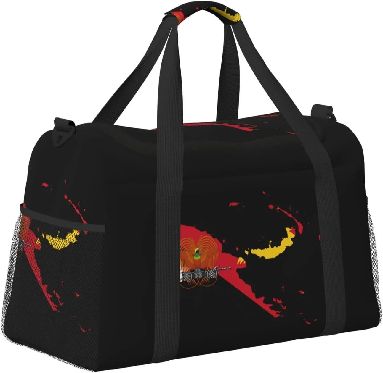 Flag Map Of New Guinea Travel Duffel Bag Large Foldable Waterproof Overnight Bag For Beach Swim Bags Pool Sports Gym