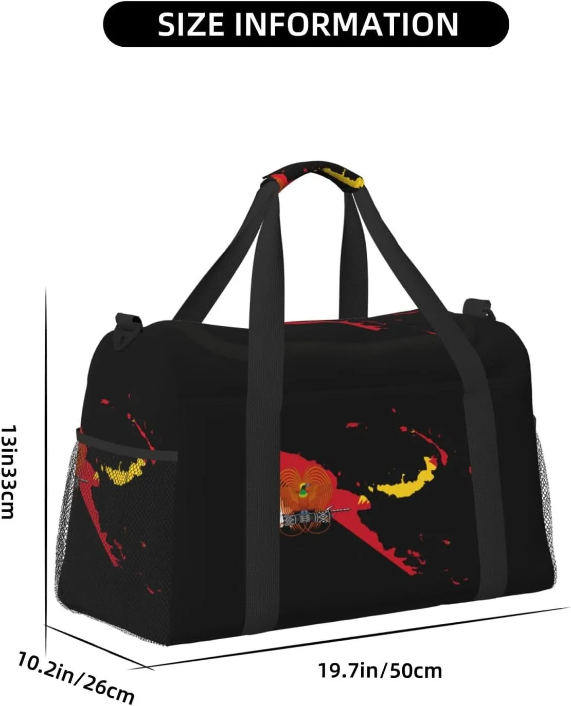 Flag Map Of New Guinea Travel Duffel Bag Large Foldable Waterproof Overnight Bag For Beach Swim Bags Pool Sports Gym