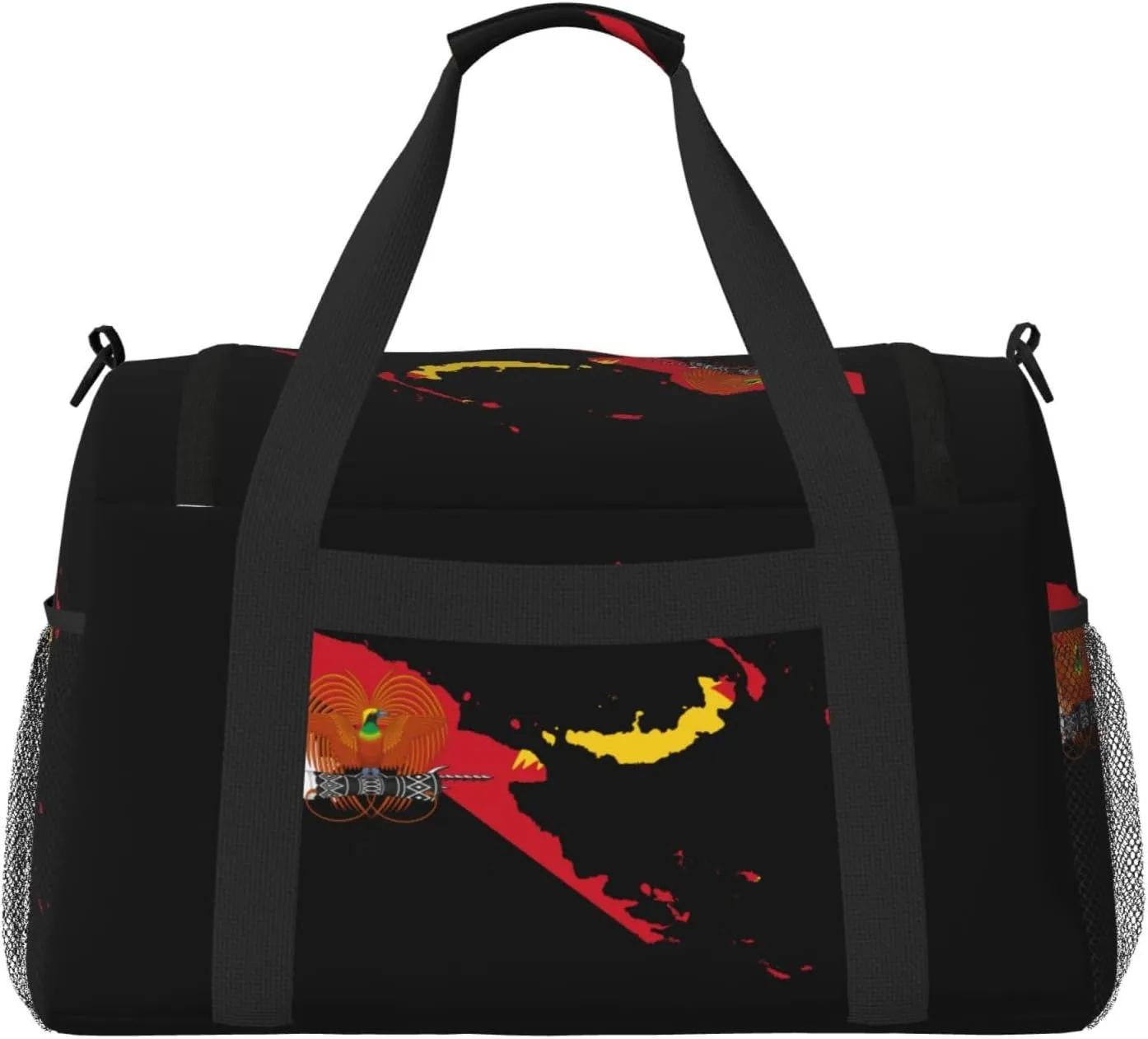Flag Map Of New Guinea Travel Duffel Bag Large Foldable Waterproof Overnight Bag For Beach Swim Bags Pool Sports Gym