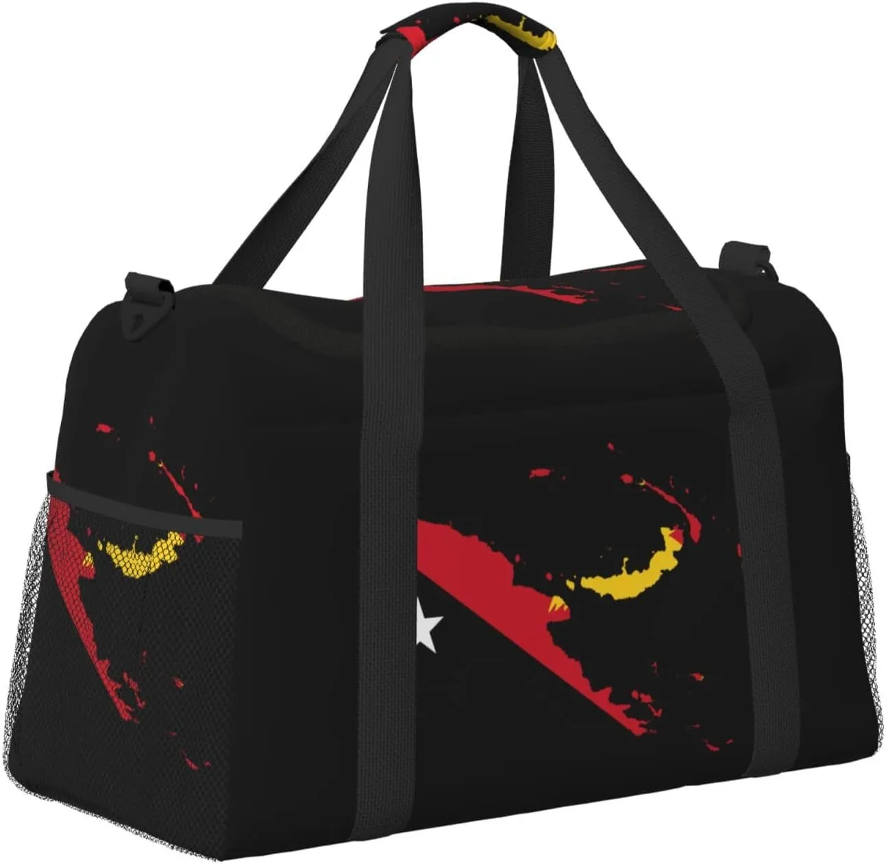Flag Map Of New Guinea Travel Duffel Bag Large Foldable Waterproof Overnight Bag For Beach Swim Bags Pool Sports Gym