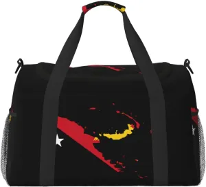 Flag Map Of New Guinea Travel Duffel Bag Large Foldable Waterproof Overnight Bag For Beach Swim Bags Pool Sports Gym