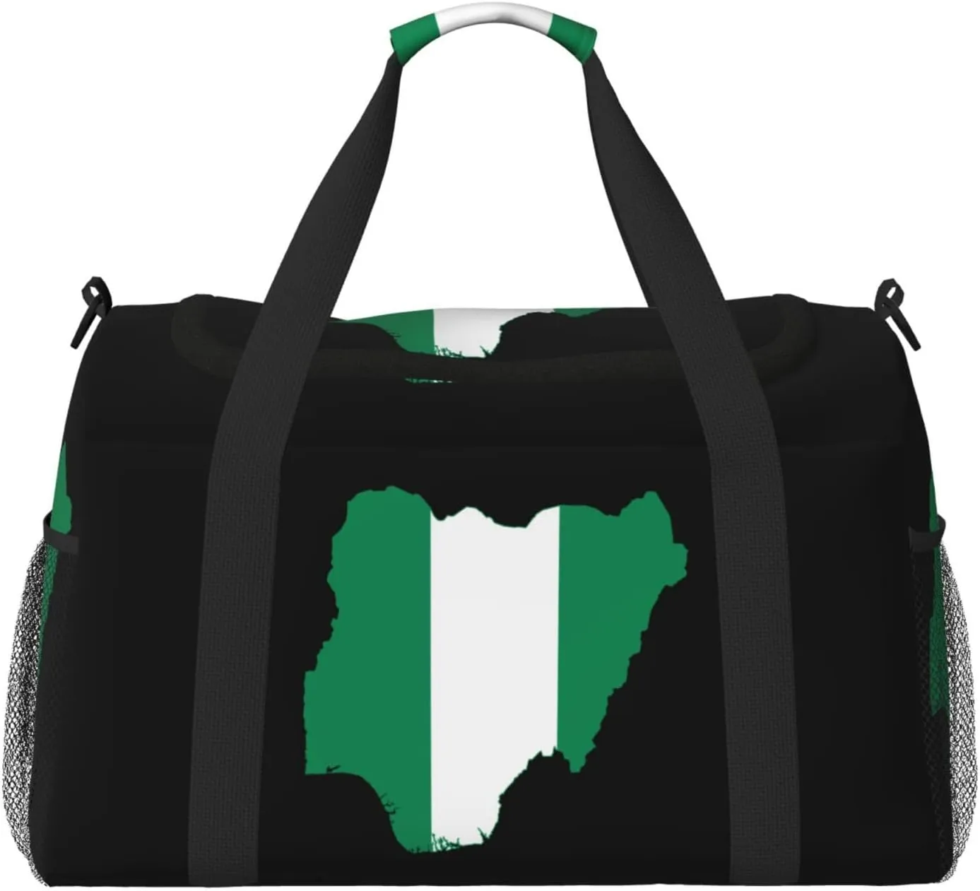 Flag Map Of Nigeria Travel Duffel Bag Large Foldable Waterproof Overnight Bag For Beach Swim Bags Pool Sports Gym