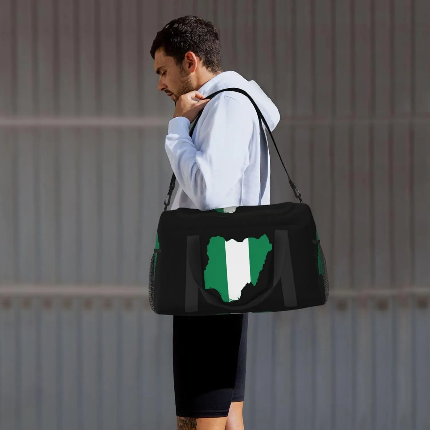 Flag Map Of Nigeria Travel Duffel Bag Large Foldable Waterproof Overnight Bag For Beach Swim Bags Pool Sports Gym
