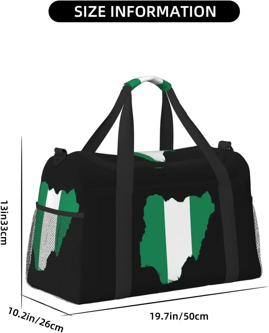 Flag Map Of Nigeria Travel Duffel Bag Large Foldable Waterproof Overnight Bag For Beach Swim Bags Pool Sports Gym
