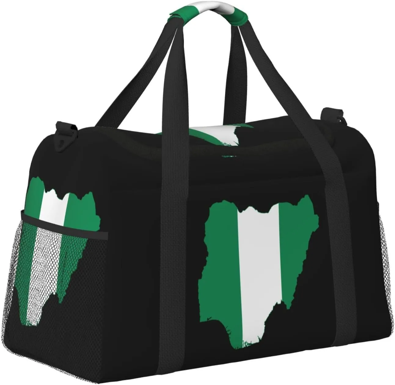 Flag Map Of Nigeria Travel Duffel Bag Large Foldable Waterproof Overnight Bag For Beach Swim Bags Pool Sports Gym